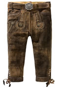 Knielange Trachten Lederhose mit Latz und toller Patina